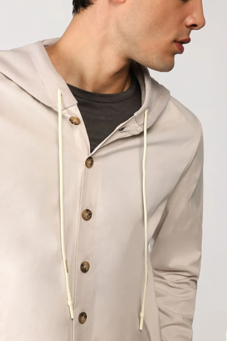 Camicia monocolour con cappuccio e coulisse
