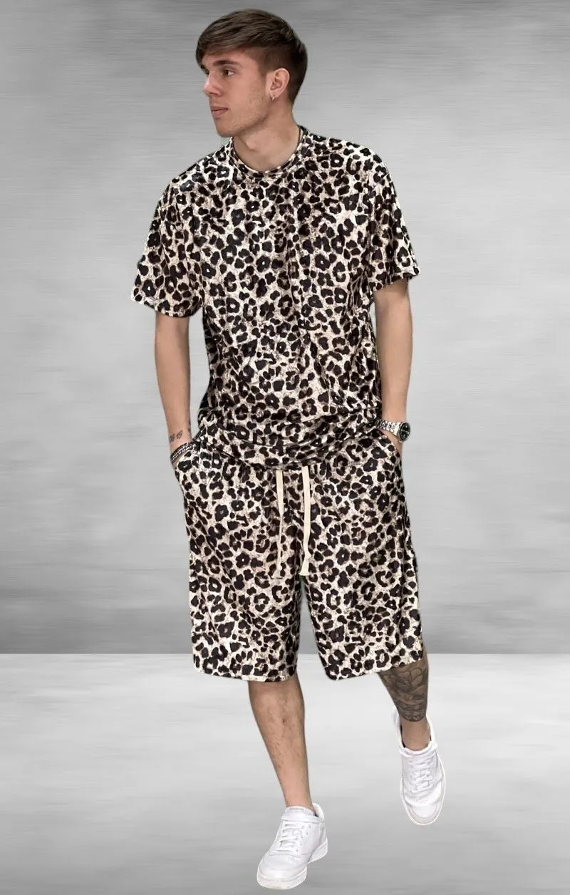 COMPLETO IN CINIGLIA ESTIVA LEOPARDATO BEIGE
