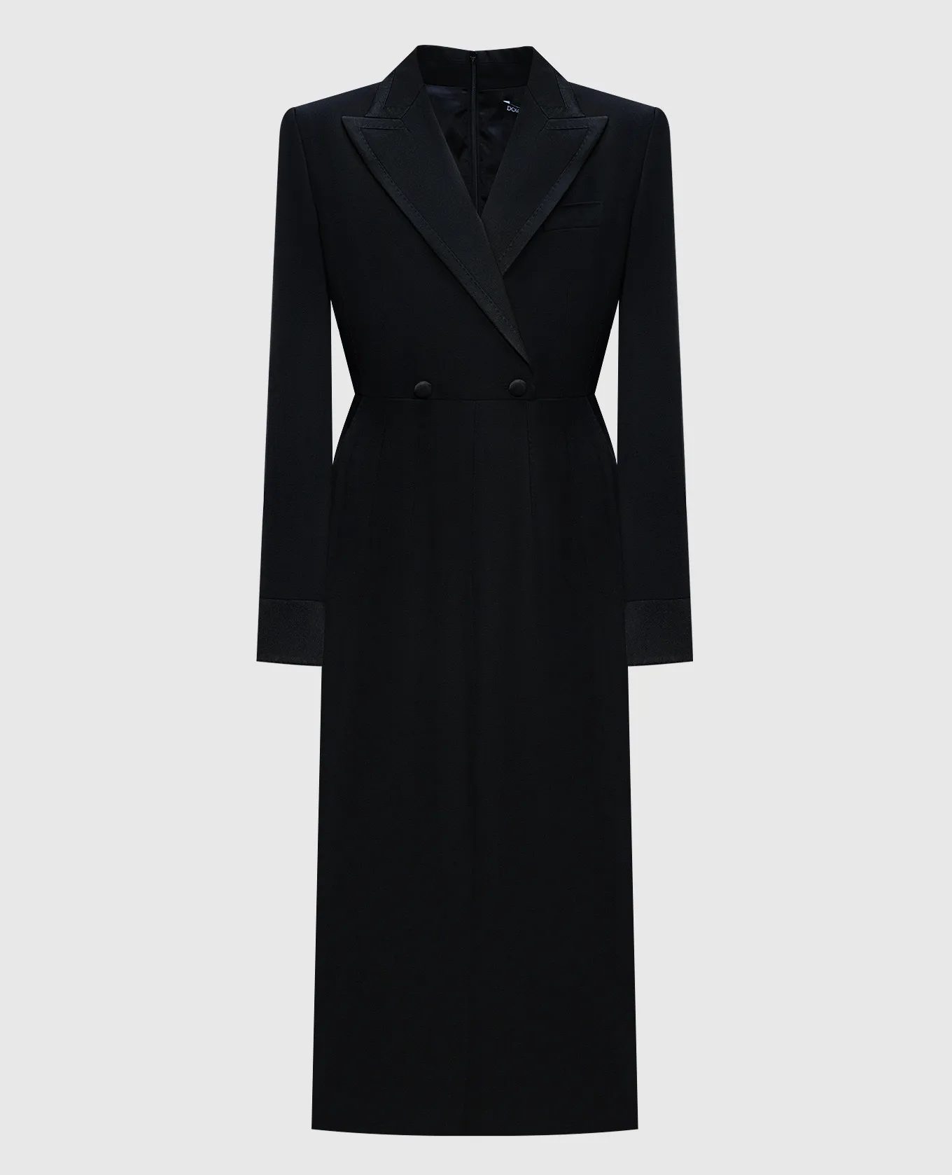 Dolce&Gabbana Abito nero in lana e seta con spacco F6DDXTGDB0R