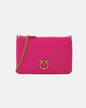 Flat Love bag in pelle liscia fucsia con tracolla removibile e logo dorato applicato