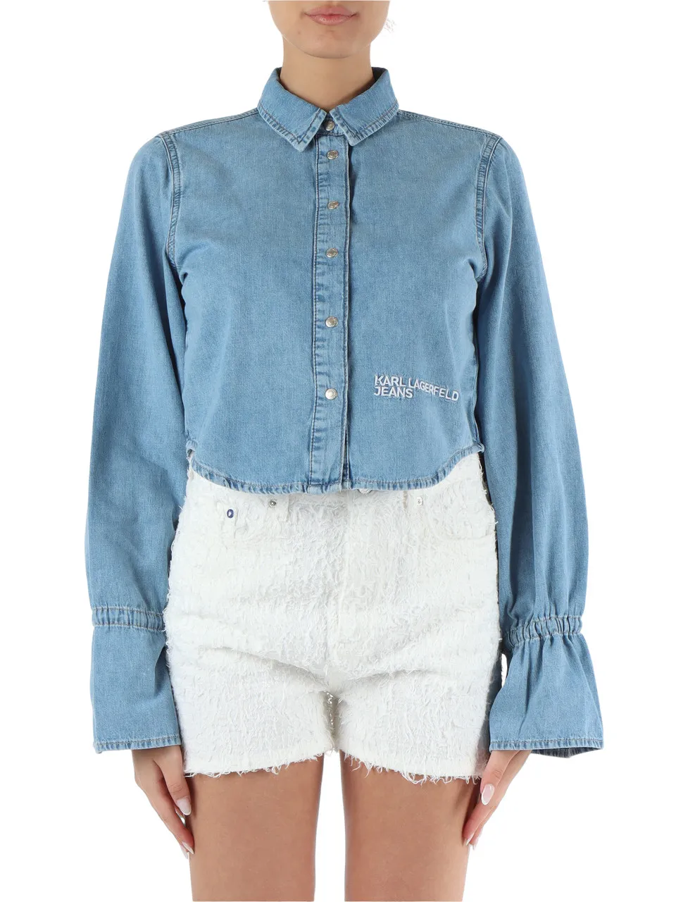 JEANS: Camicia jeans con ricamo logo