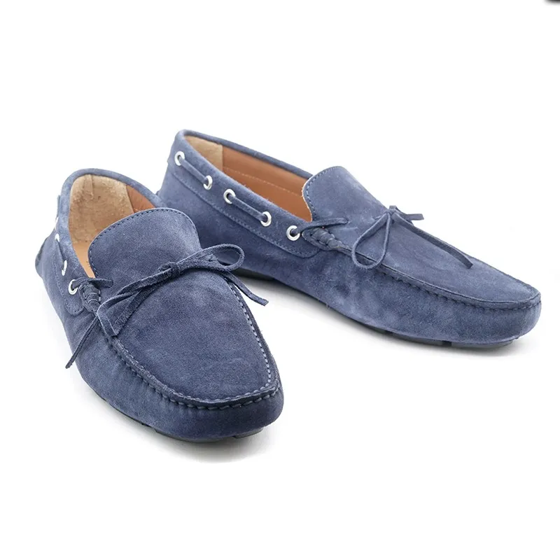 mocassini uomo blu camoscio