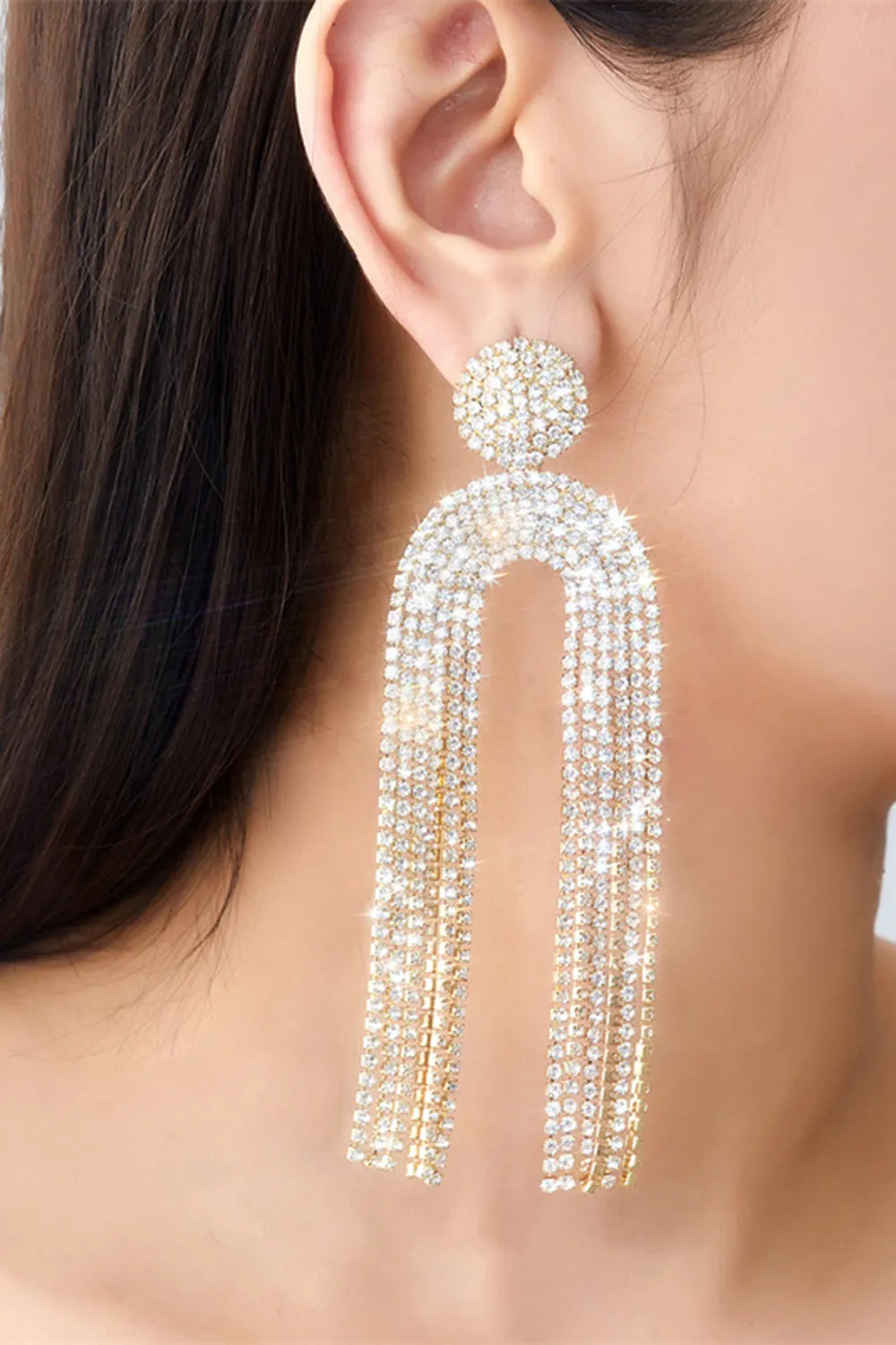 Orecchini pendenti con strass bianchi