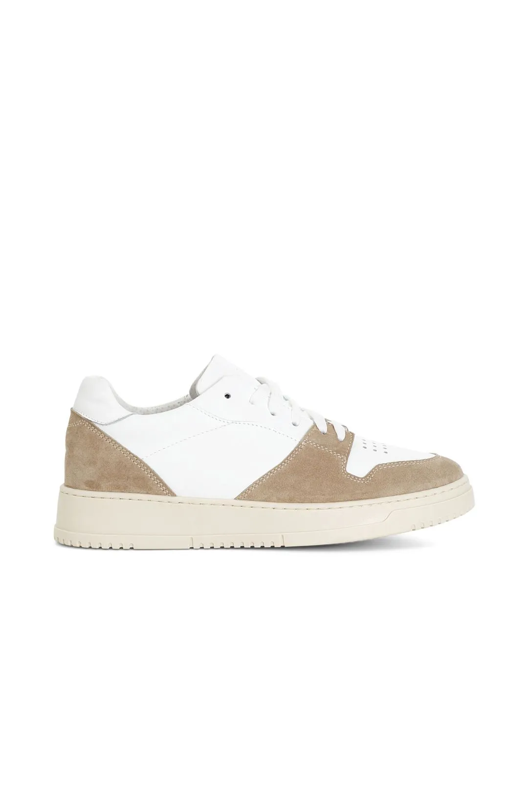 sneakers in pelle e pelle scamosciata bianco/sabbia
