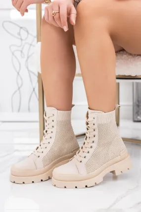Stivaletti anfibi beige traforati