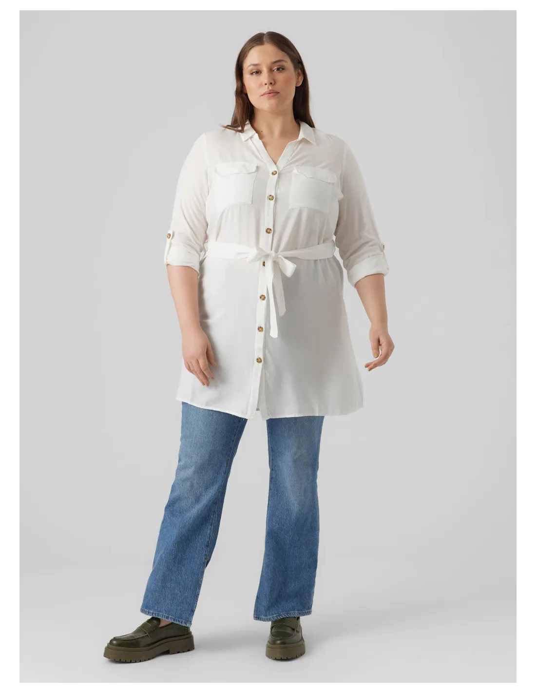 VERO MODA CURVE BUMPY L/S SHIRT DRESS WVN GA NOOS