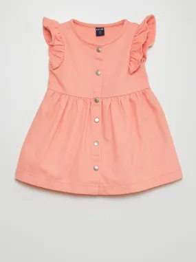 Vestito svasato con volant - ROSA